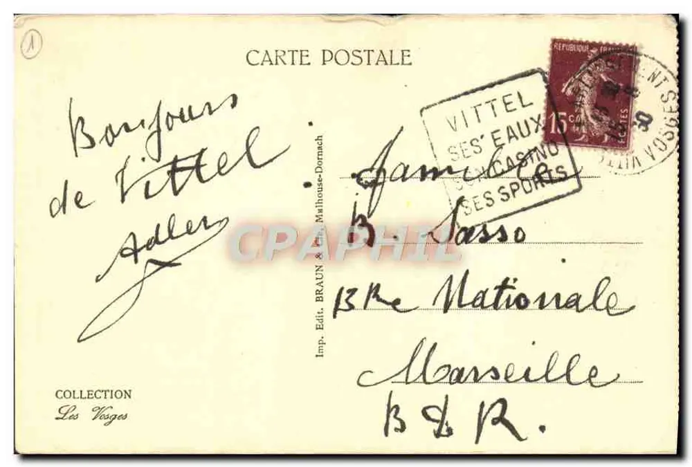Vittel — Avenue Ambroise Bou loumié — Verlag Braun & Cie, Malhouse-Dornach - Rückseite