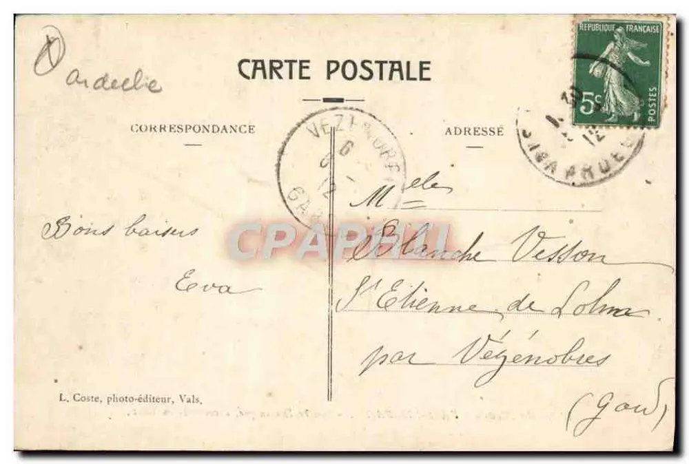 Fonte Dominique - Vals-les-Bains — L'Ardèche Illustrée, n°15 - Verso