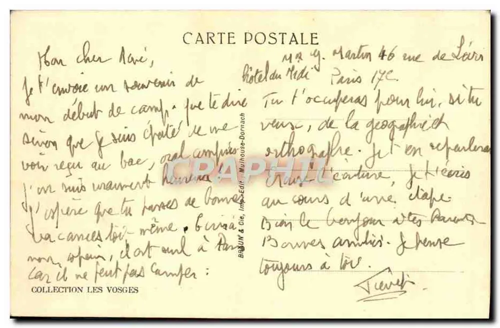 Gerardmer — A Cascata de Retournemer — editor Braun & Cie, n° 2117 - Verso