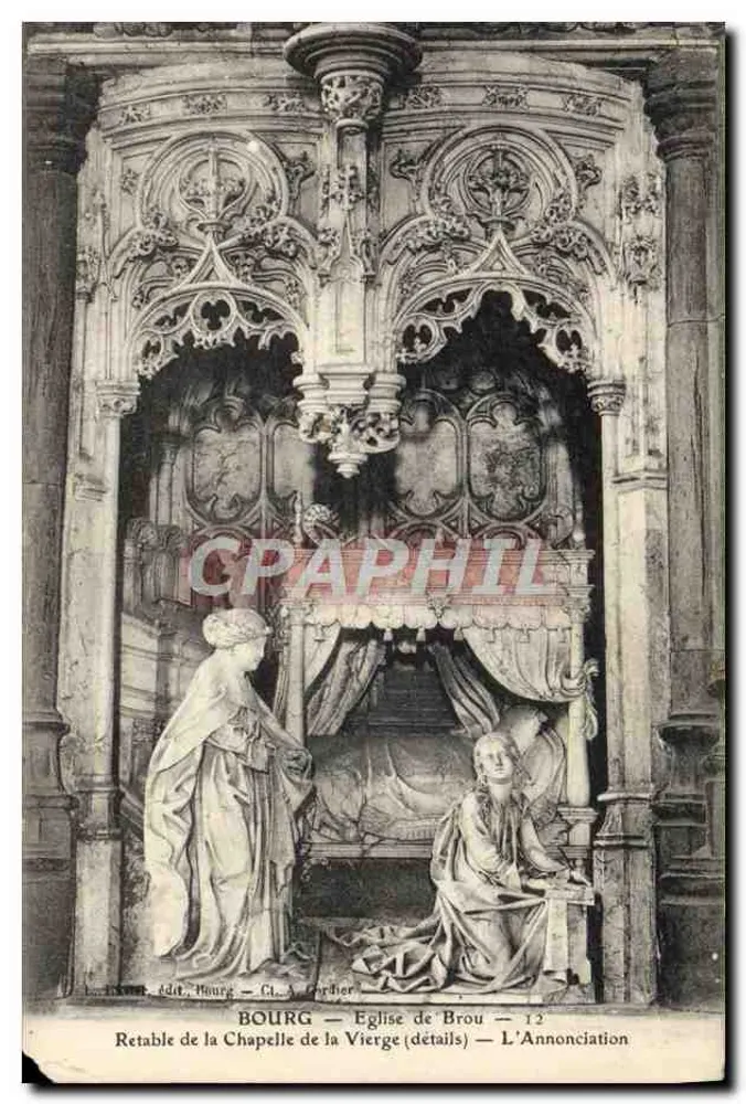 Bourg — Retabel der Kapelle der Jungfrau (Details) — Die Verkündigung — Verlag Cl. Ardier - Vorderseite