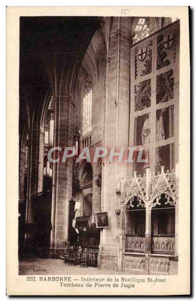 NARBONNE — Innenansicht der Basilika St-Just, Grabmal von Pierre de Jugie — Verlag Labau n°250 - Vorderseite