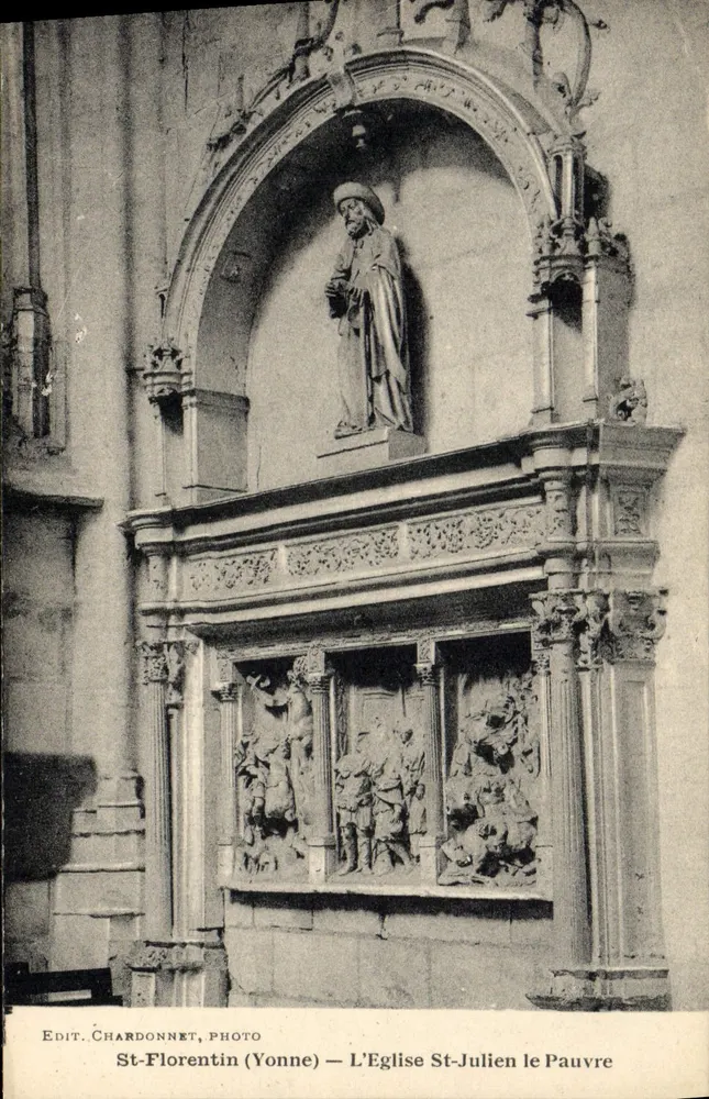 St-Florentin (Yonne) — Die Kirche St-Julien le Pauvre — Statue des hl. Julien - Vorderseite