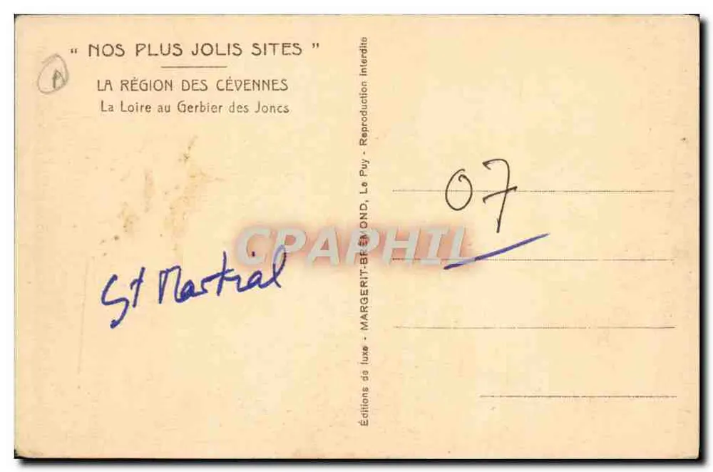 Die Loire am Gerbier des Joncs — St Nectral — Luxusausgaben MARGERIT-BF-OND - Rückseite