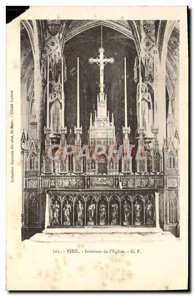 Vire - Wewnętrzny widok kościoła — G. F. - Kolekcja Garmain synów nr 6, St-Malo - Awers