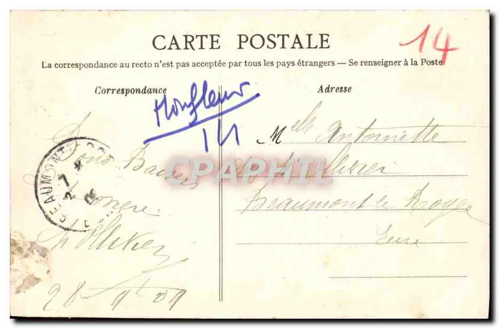 Honfleur — Capela de Notre-Dame-de-Grâce — Coleção AD - Verso