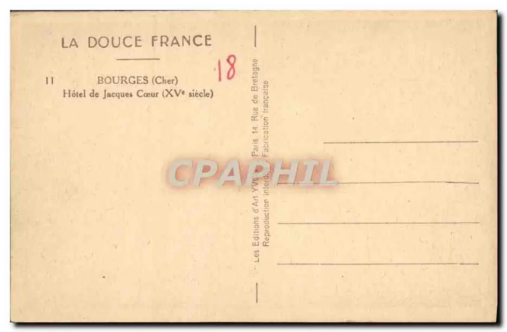 Hôtel de Jacques Coeur — Bourges (Cher) — Les Éditions d'Art Yvon - Verso