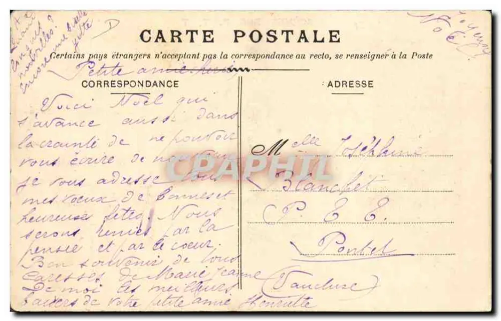 La Receveuse — scène de bureau de poste — éditeur P.T.T. (Postes et Télégraphes) — n° 137 - Verso