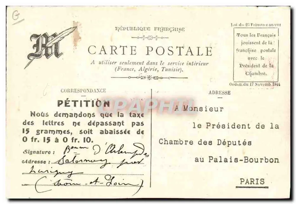 La taxe postale en Europe — comparaison des timbres et développement postal — éditeur Imp. Wellhoff et Roche, Levallois - Rückseite