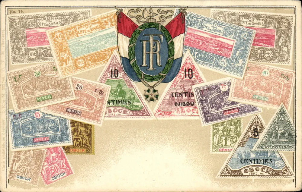 Briefmarkensammlung der französischen Küste von Somaliland — Verlag OBOCK, Nr. 76 - Vorderseite