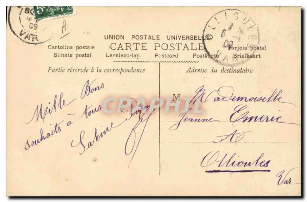 Mulher em uniforme de telegrama — La Cadière — editor desconhecido, n° 691 - Verso