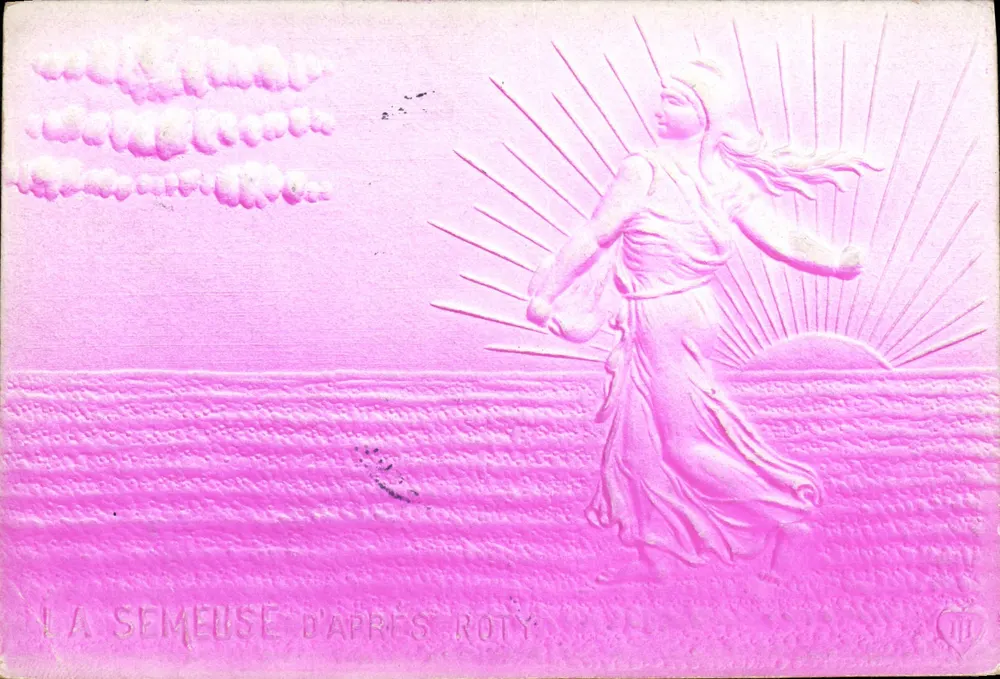 A Semeadora segundo Roty — reprodução em relevo rosa — editor desconhecido, n° III - Frente
