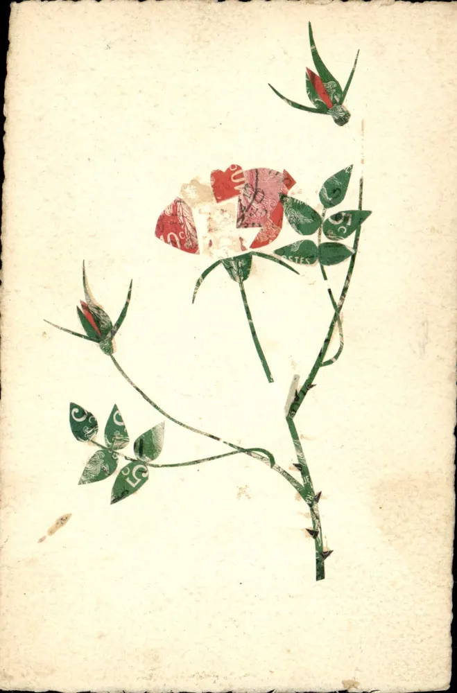 Rose — Papier-Schneiderei — unbekannter Verlag - Vorderseite