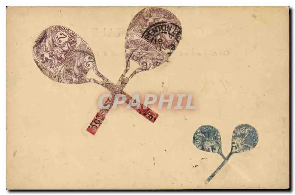 Tennis — Papierschneiderei Schläger — P. Pellevaux, Lyon - Vorderseite