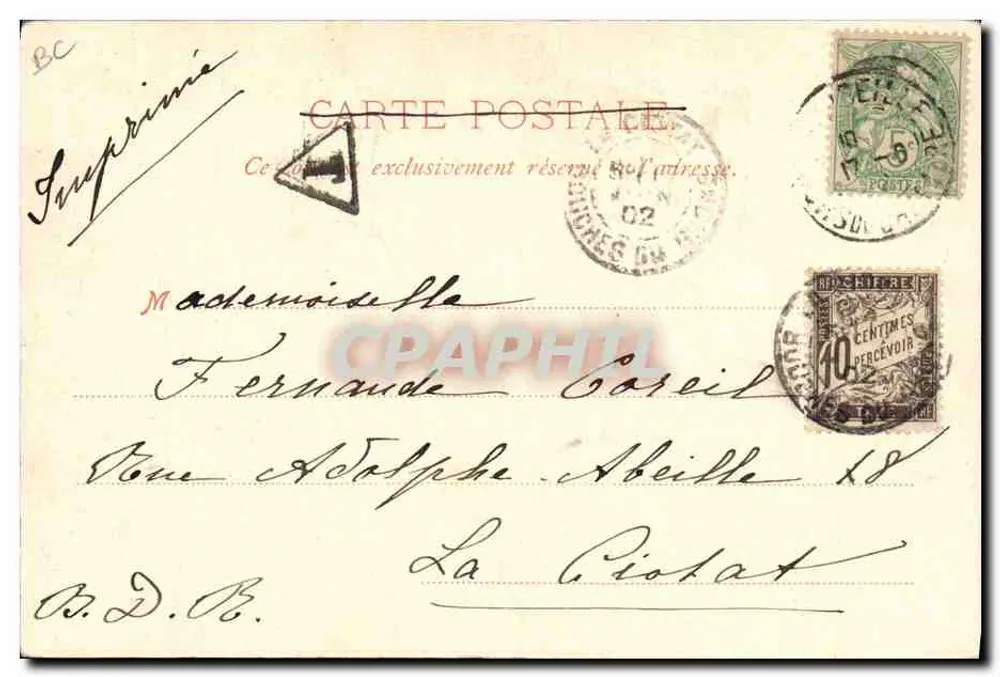 Baby in einem Korb — Paketversand an Frau Piot — A. B., Verleger, Paris - Rückseite