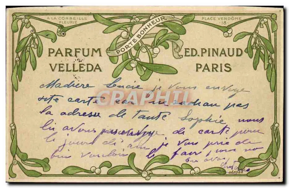 Parfum Velleda — Éd. Pinaud Paris — Efeu-Dekoration - Vorderseite
