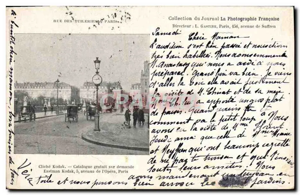 Rue des Tuileries in Paris — städtische Ansicht — Kodak Cliché, 5 avenue de l'Opéra, Paris - Vorderseite