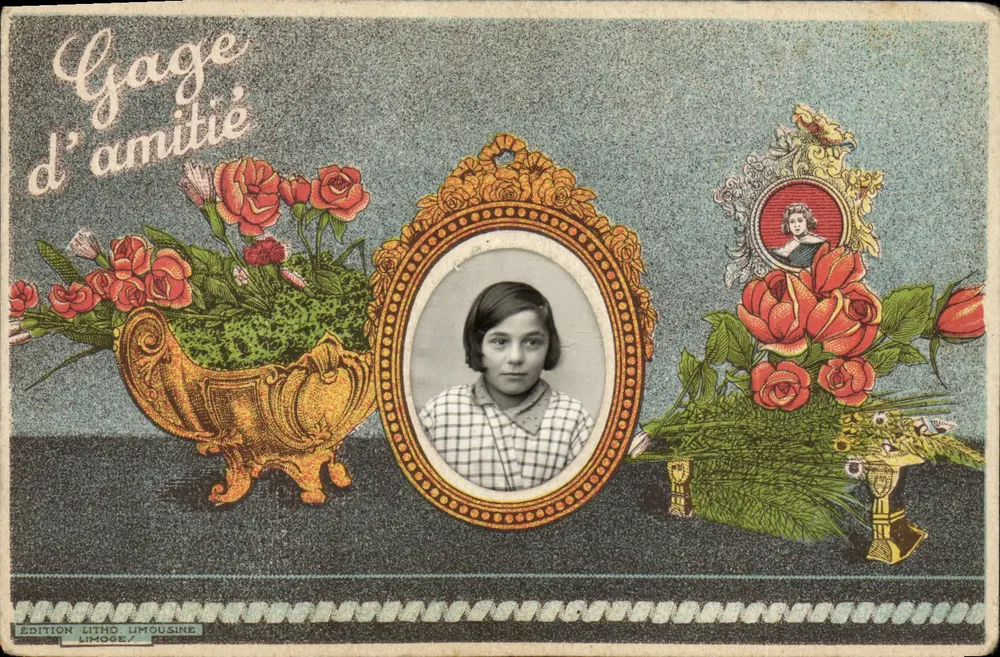 Porträt einer jungen Frau — Zeichen der Freundschaft — Litho Limousine Edition - Vorderseite