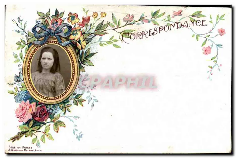 Jeune fille — portrait en médaillon — éditée par G. Gossens, Déposé à Paris - Frente