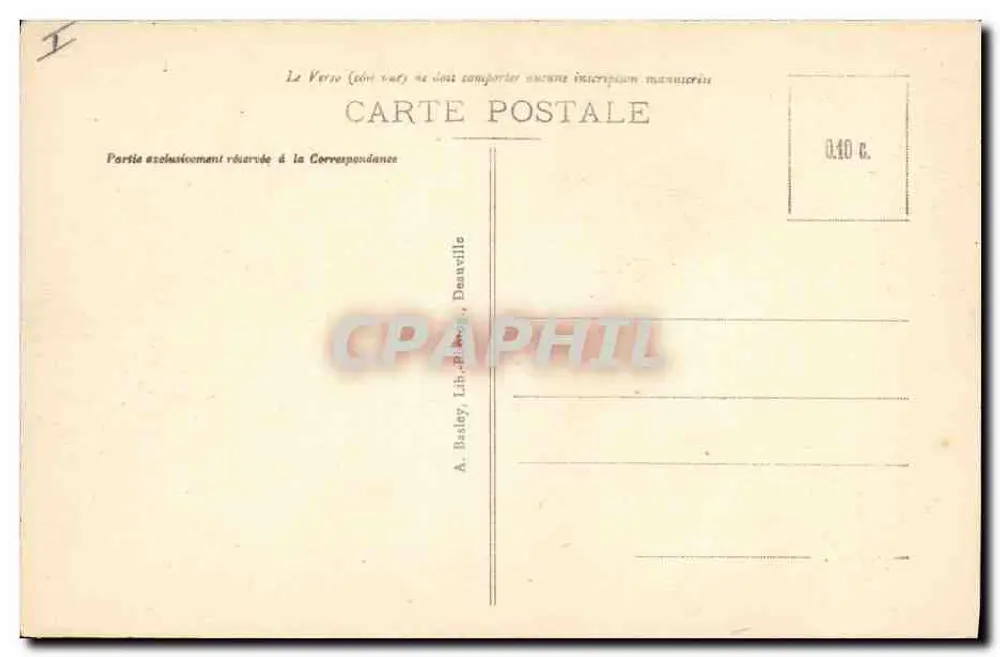 Deauville — Barco no horizonte — A. Bauley, Livreiro, Deauville - Verso