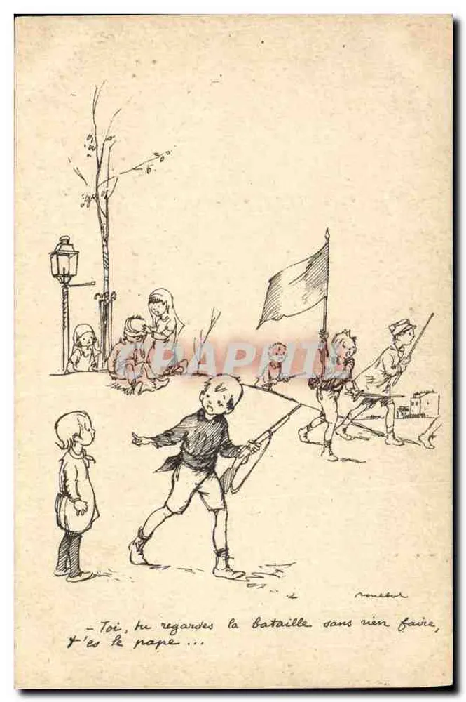 Kinder, die an einem Gefecht spielen — Straßenszene — Verlag Ternois, Nr. 5 - Vorderseite