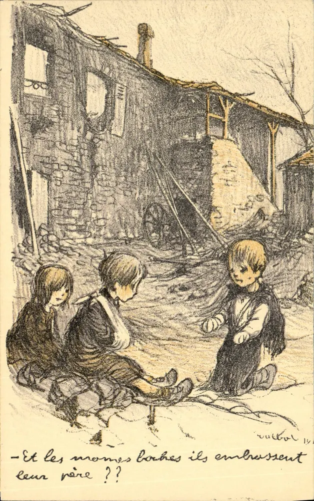 Kinder spielen in einem Hof — Illustration von Rulbul — Verlag Trisk Paris N° 65 - Vorderseite
