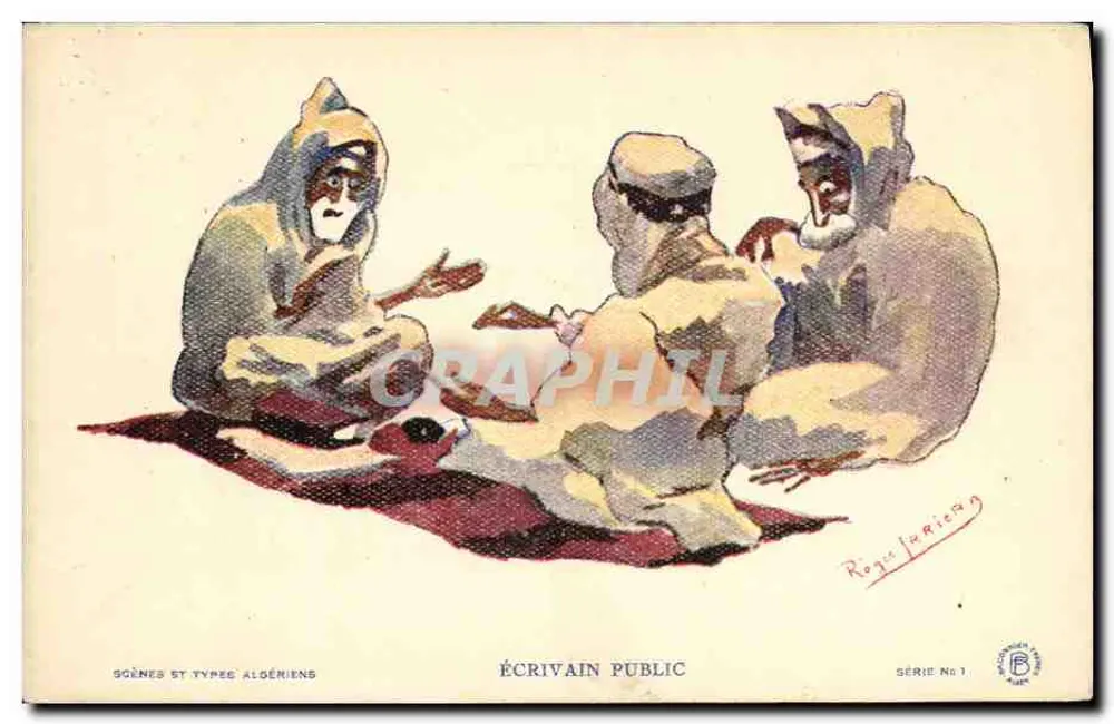 Escritor público — Cenas e tipos algerinos — Roger Jarian — Série No 1 - Frente