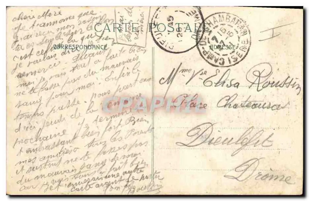 Schussfeld von CHAMBARAN (Isère) — Ansicht eines Lagerplatzes — Druck von Grand & Cie - Rückseite