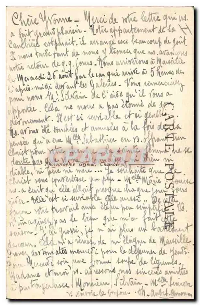 Savoia — Costume della Tarentaise — Grimal, Chambéry - Verso
