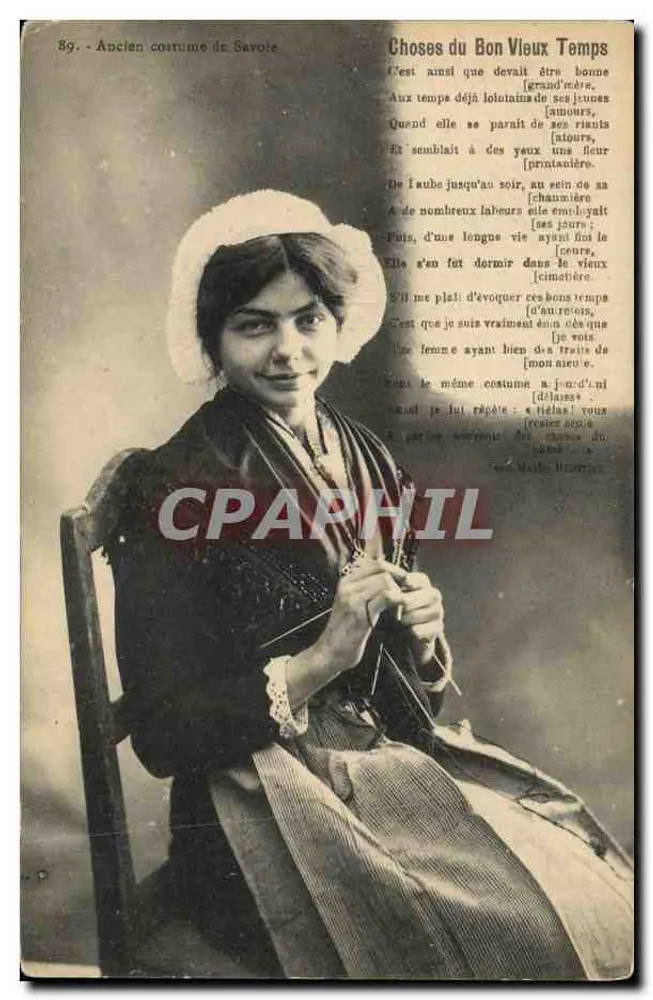Mujer en traje de la antigua Saboya — Antiguo traje de Saboya — E. Reynaldo, Éditions Chamion - Anverso