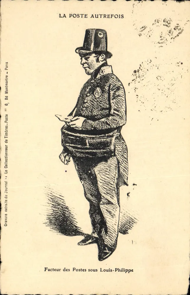 Cartero das Pós-Telegráficas sob Luís-Filipe — Gravura extraída do Jornal — editor Louis Montmartre - Frente
