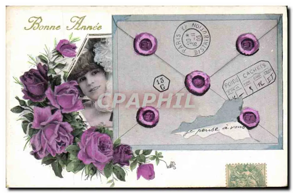 Mulher com rosas — Boa Ano — Paris, 1906 - Frente