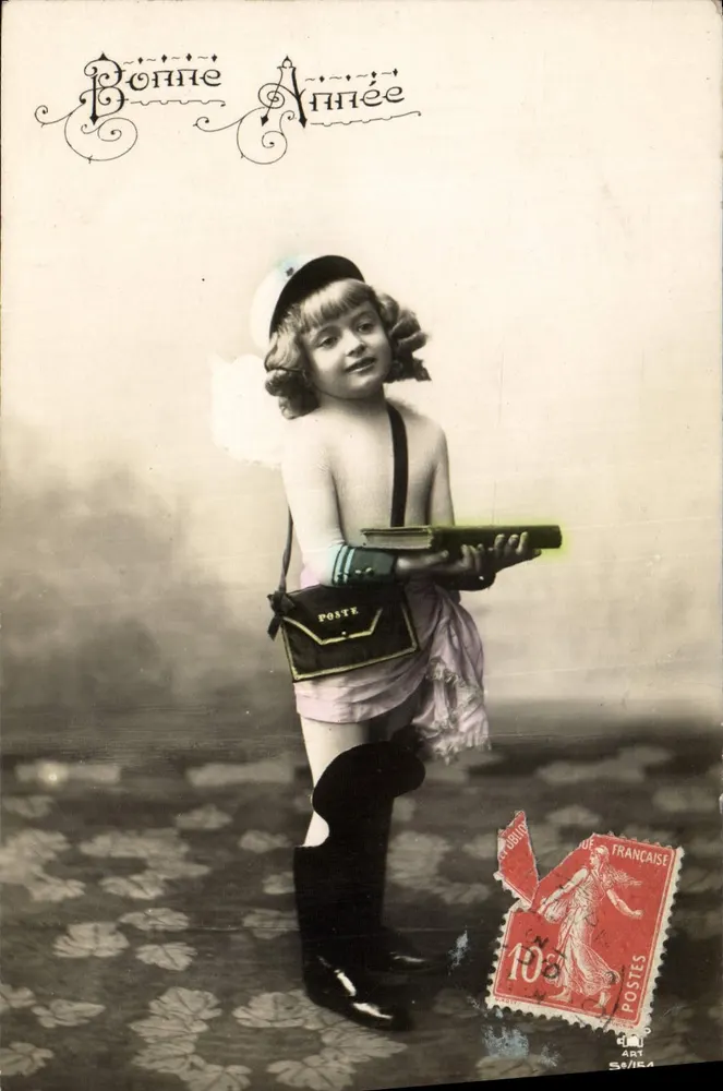 Menina vestindo uniforme de correio — Boa Ano — Editor Art, n°154 - Frente