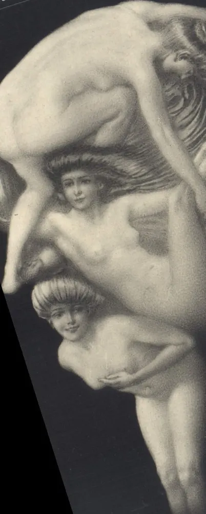 Weibliche Nackte — Künstlerische Illustration — Ansichtskarte - Vorderseite