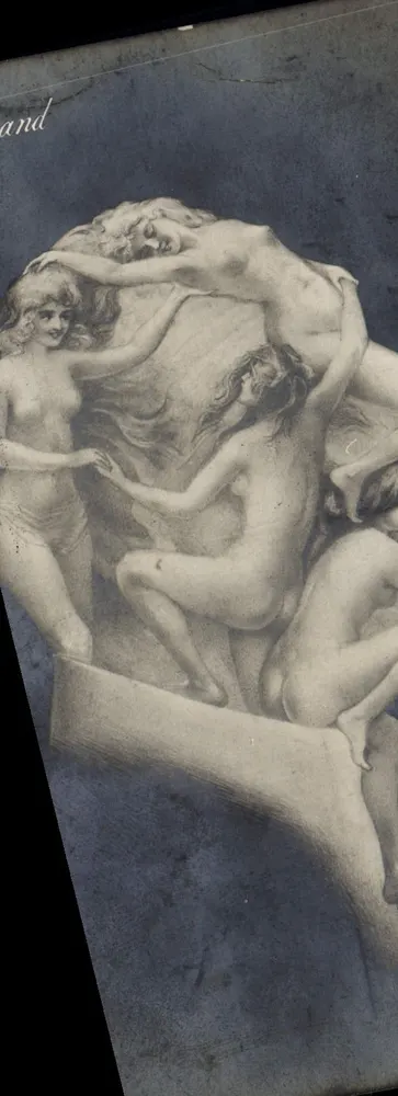 Nus entourant un sphinx — gravure — éditeur inconnu - Recto