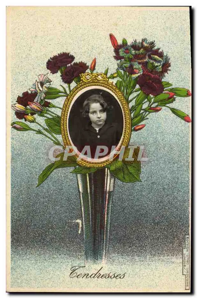 Aschenblüten — Portrait eines Kindes in einer Vase — Verlag: Paris, Impr. J. P. Dumas - Vorderseite