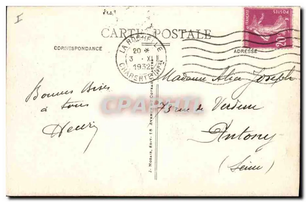 La Rochelle - Blick auf den Hafen — n° 163 — J. Nozain, Verlag - Rückseite