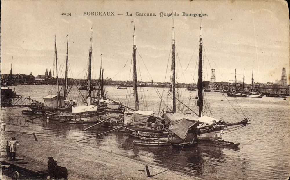 Bordeaux — Die Garonne. Quai de Bourgogne — Verlag Phototypie A.D.I.A. (Caut-Roch) - NICE - Vorderseite