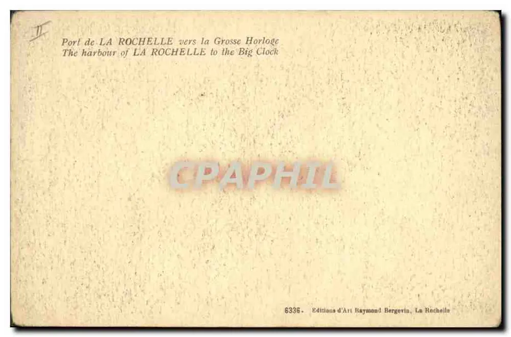 Hafen von La Rochelle — Richtung Grosse Horloge — Éditions d'Art Raymond Bergerin, La Rochelle, n° 6336 - Rückseite