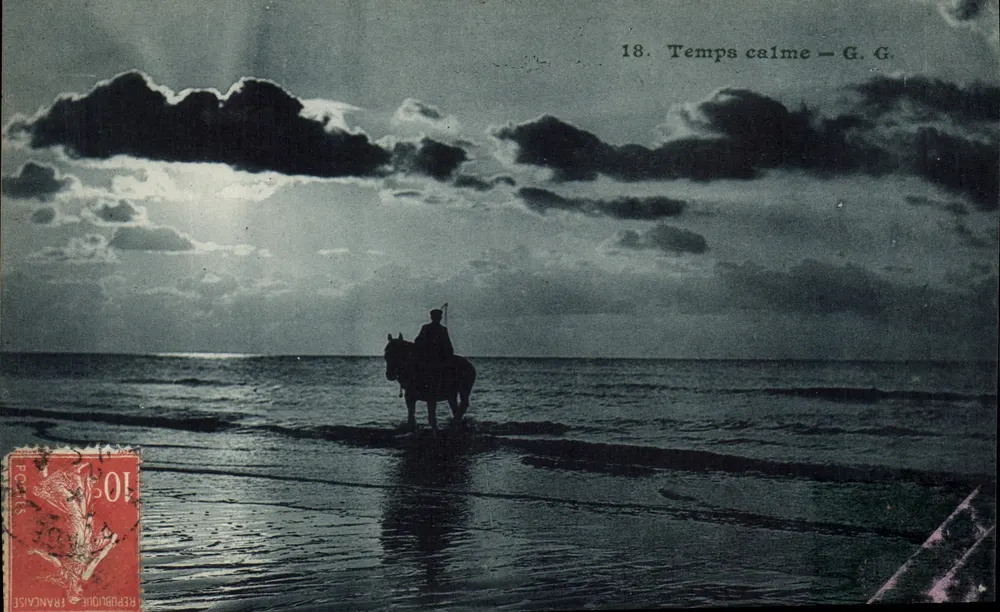 Cavalier sur la plage — Temps calme — G.G. — Éditeur G.G. n°18 - Frente
