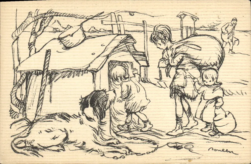 Familie in einer Holzhütte — Tag des nationalen Hilfswerks Frankreich — Devambez, Paris - Vorderseite