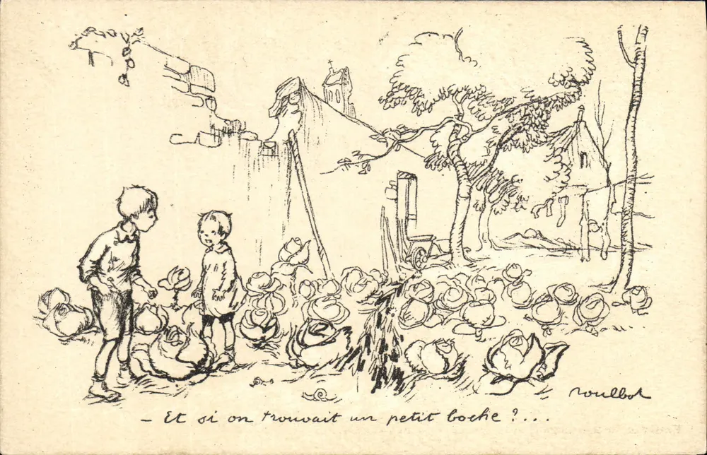 Zwei Kinder vor einem Kohlkübel — Illustration von Poulbot — Verlag Ternois, Nr. 9 - Vorderseite