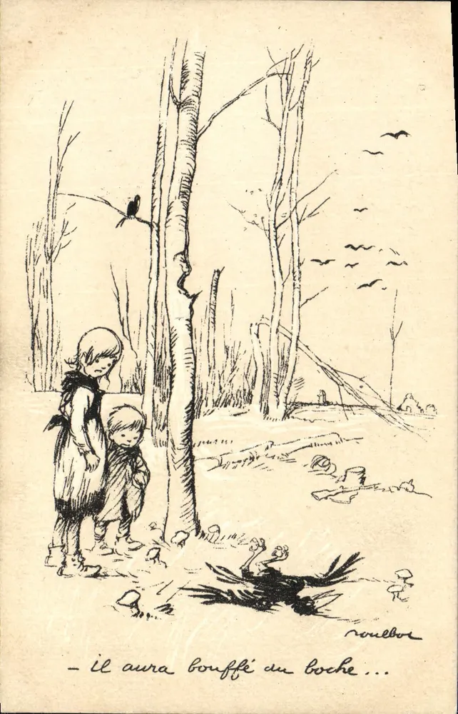 Zwei Kinder im Wald — Jagd Szene — Poulbot n°6-A - Vorderseite