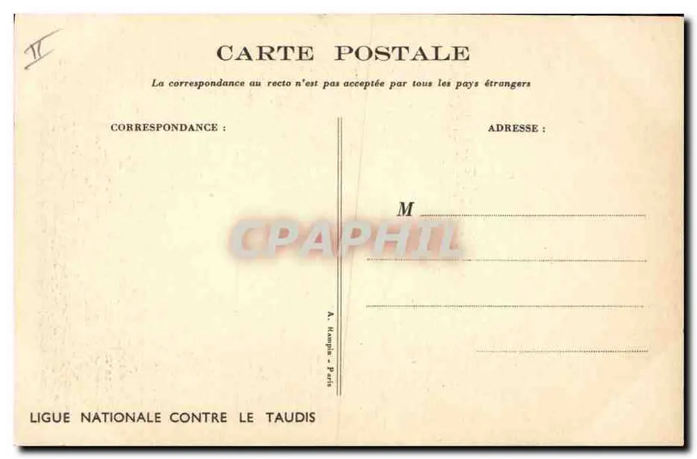 Kind in einem Krankenbett — Illustration — Ligue Nationale Contre le Taudis - Rückseite