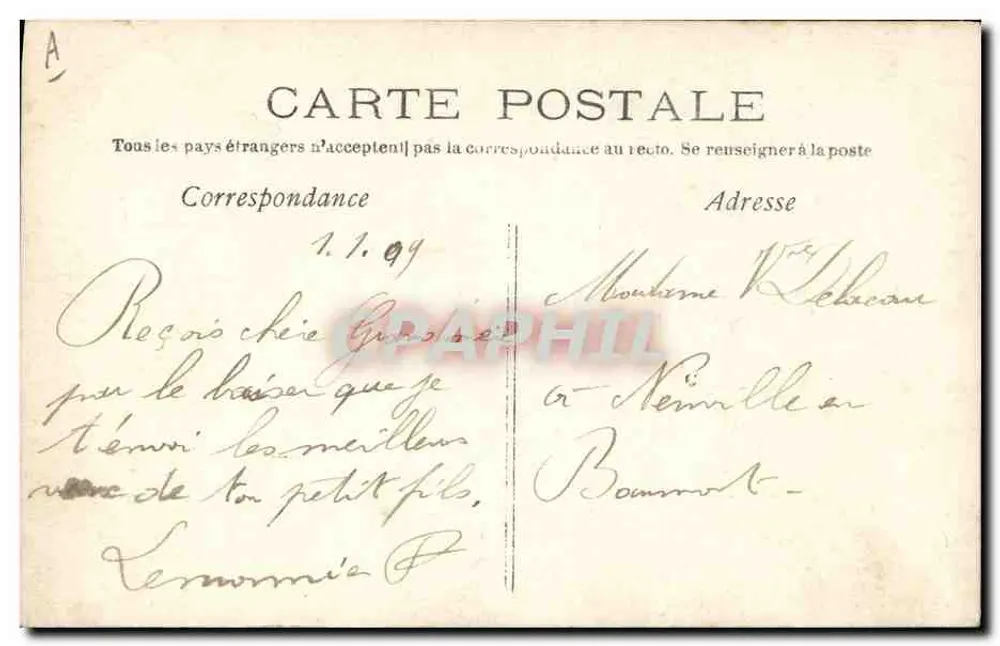 Soggetto mitologico — Buon Anno — A-N Parigi, n° 807 - Verso