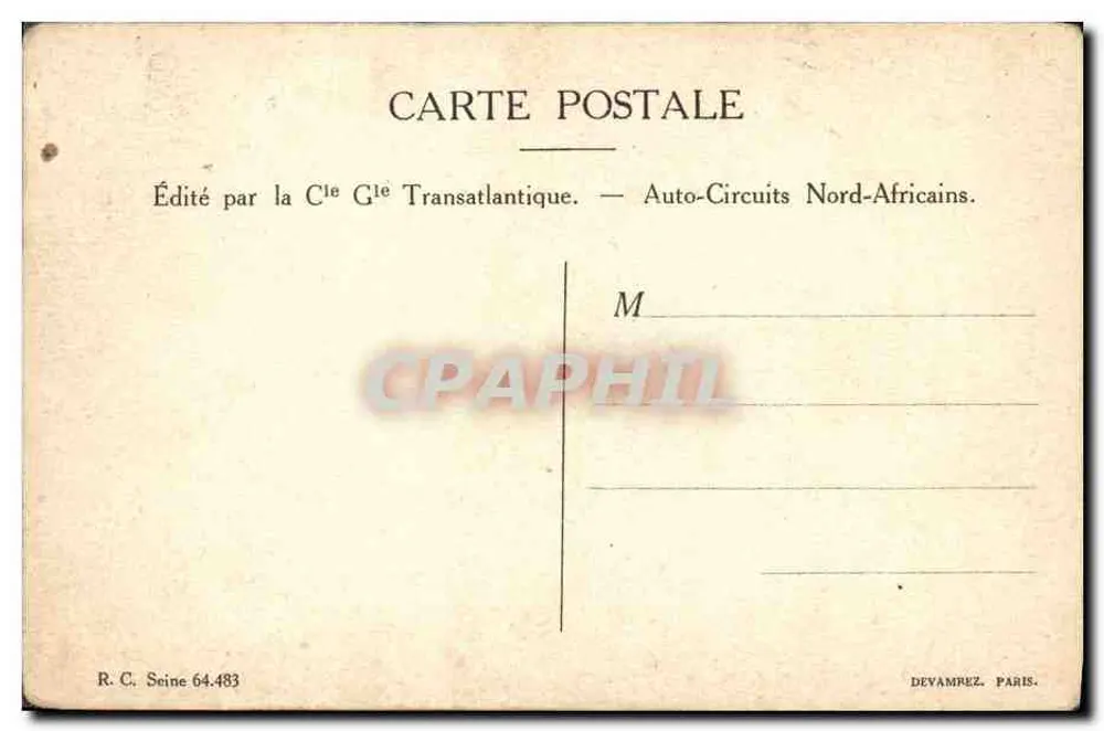 Camp-Szene — Zeichnung von E. M. Sandoz — Verlag Cie Gie Transatlantique. - Rückseite