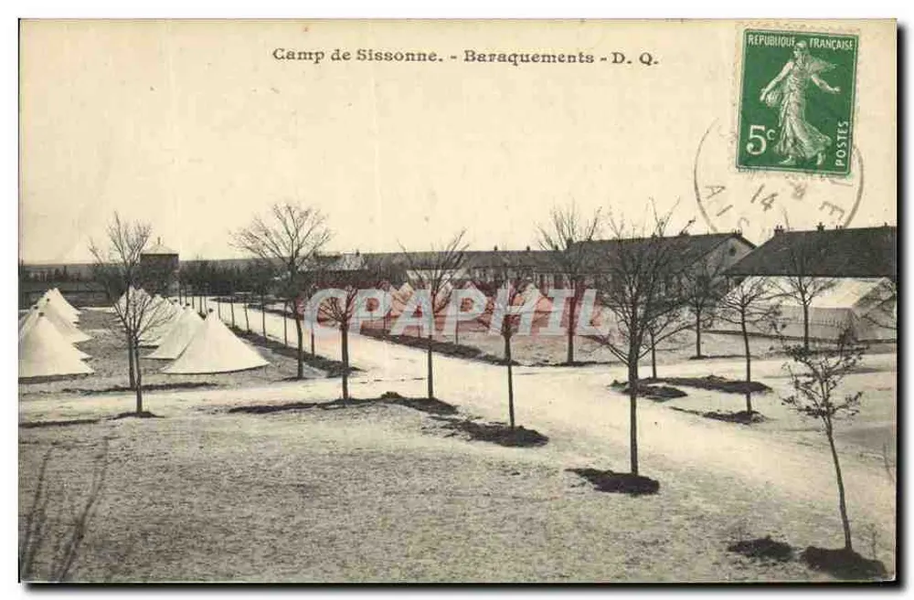Campo de Sissonne - Barracas - D.Q. - Editor desconhecido - Frente