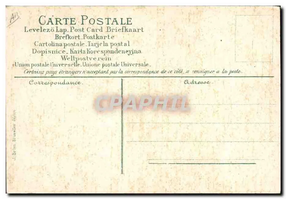 Enfant ailé tenant un sac à lettres — Le langage des timbres, éditeur J. Brian Brunelet, n° de série non visible - Rückseite