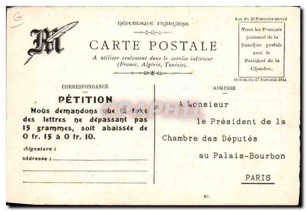 La taxe postale en Europe — comparaison des tarifs — éditeur Imp. Wellhoff et Roche, Levallois - Rückseite