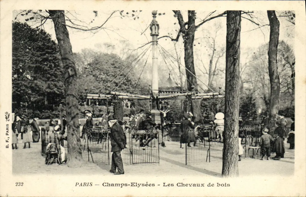 PARIS — Champs-Élysées — Los caballos de madera — B.F. Paris n°232 - Anverso
