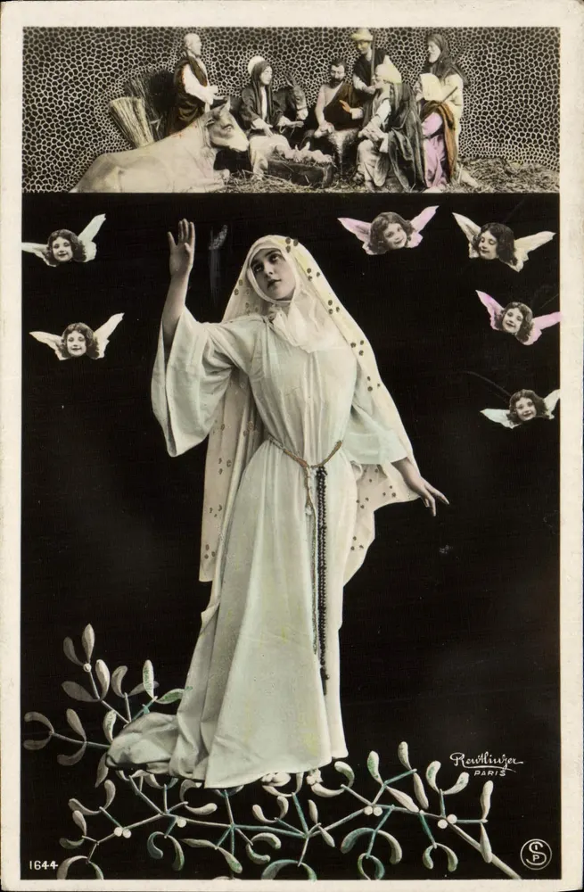 Geburt des Christus und Jungfrau Maria — Weihnachts Szene — Rewbliinger, Paris, n°1644 - Vorderseite
